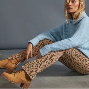 NWT WE WORE WHAT Stiletto High Waist Split Hem Leopard Skinny Jeans 🖤🤎